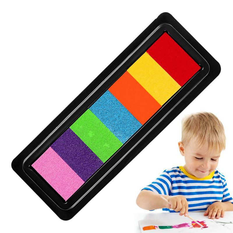 Craft Ink Pad 7 Colors Soft Finger Stamp Pad Multifunctional Safe Finger Painting Graffiti Ink Pad Easy Clean DIY Crafts