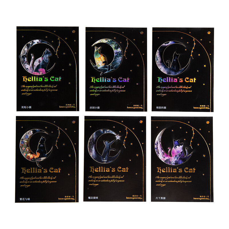 6Packs/Lot Hellia 'S Kat Serie Retro Creatieve Decoratie Diy Huisdier Stickers