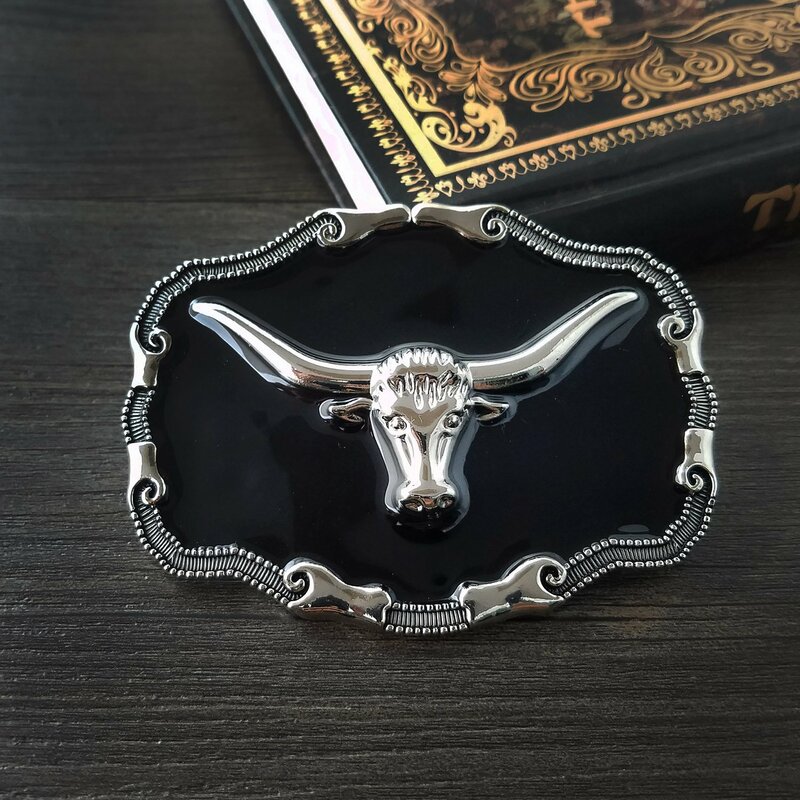Men's Longhorn Cowboy Western Texas Silver Belt Buckle