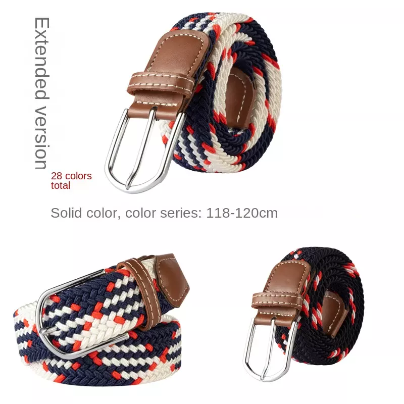 2.5cmx100cm /3.3cmx107cm Unisex Belt Casual Knitted Pin Buckle Men Belt Woven Canvas Elastic Braided Stretch Belts  for Women