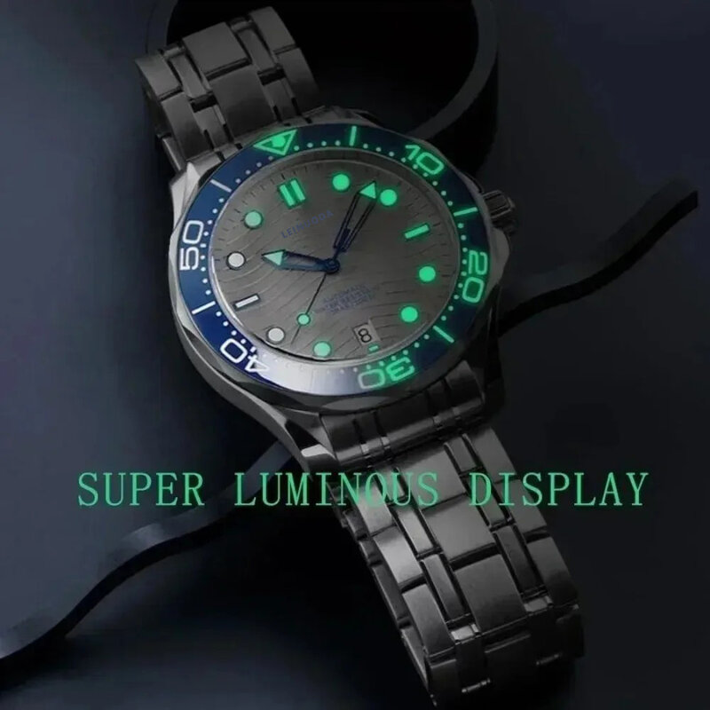 Mechanical Watch Men Seamaster Wave Sapphire Crystal Dive Wristwatch Clock Man New NH35 Luxury Automatic Watch for Brand 2024