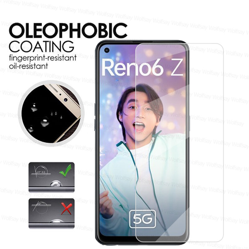 Protecteur d'écran 2 en 1 pour Oppo Reno6 Z 5G, film de protection ultra-mince en verre guatémaltèque