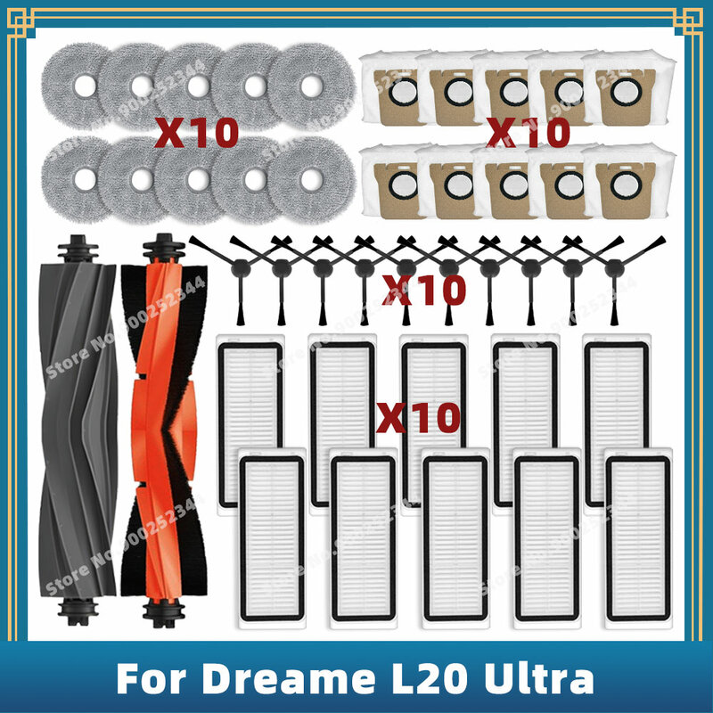 Piezas de Repuesto compatibles con Dreame Bot L20 Ultra / L30 Ultra, accesorios, cepillo lateral principal, filtro Hepa, mopa, bolsa de polvo