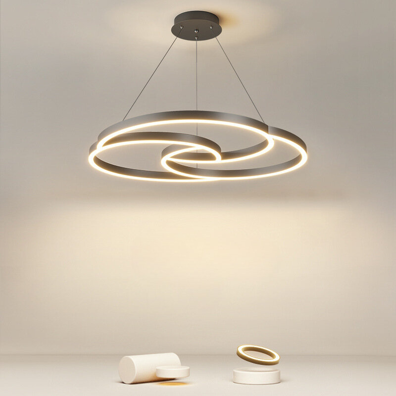 Lampadario da soggiorno, illuminazione creativa per camera da letto minimalista di lusso a forma di anello semplice post-moderna