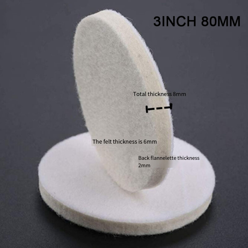 2pcs 3In 80mm Wool Polishing Wheel Buffing Pads Angle Grinder Wheel Felt     Polishing Disc For Jade Metal Glass Marble Ceramics