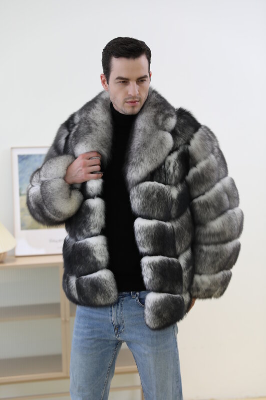Mantel bulu rubah asli desain terbaru jaket bulu panjang pinggang mantel hangat musim dingin