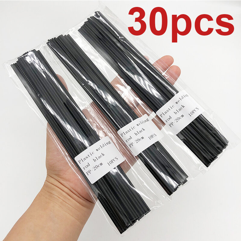 黒と白のプラスチック製溶接ロッド,バンパー,溶接用品,20cm x 8mm, 30個