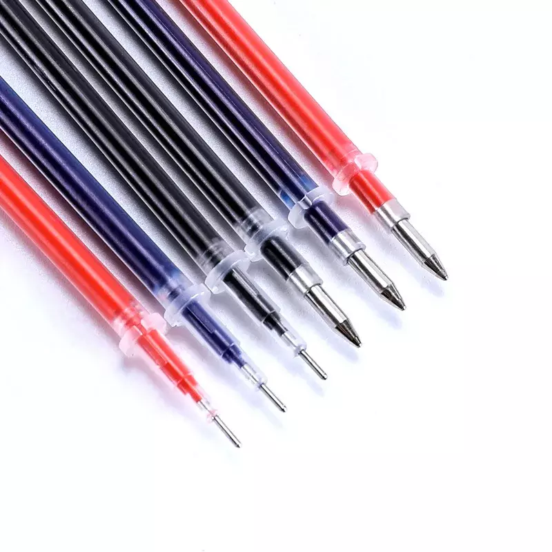 Lot de 50 tiges de Signature pour recharge de stylo Gel, 0.5mm/0.38mm, rouge, bleu, noir, fournitures de papeterie scolaires, de bureau, poignées, pointe d'aiguille/balle
