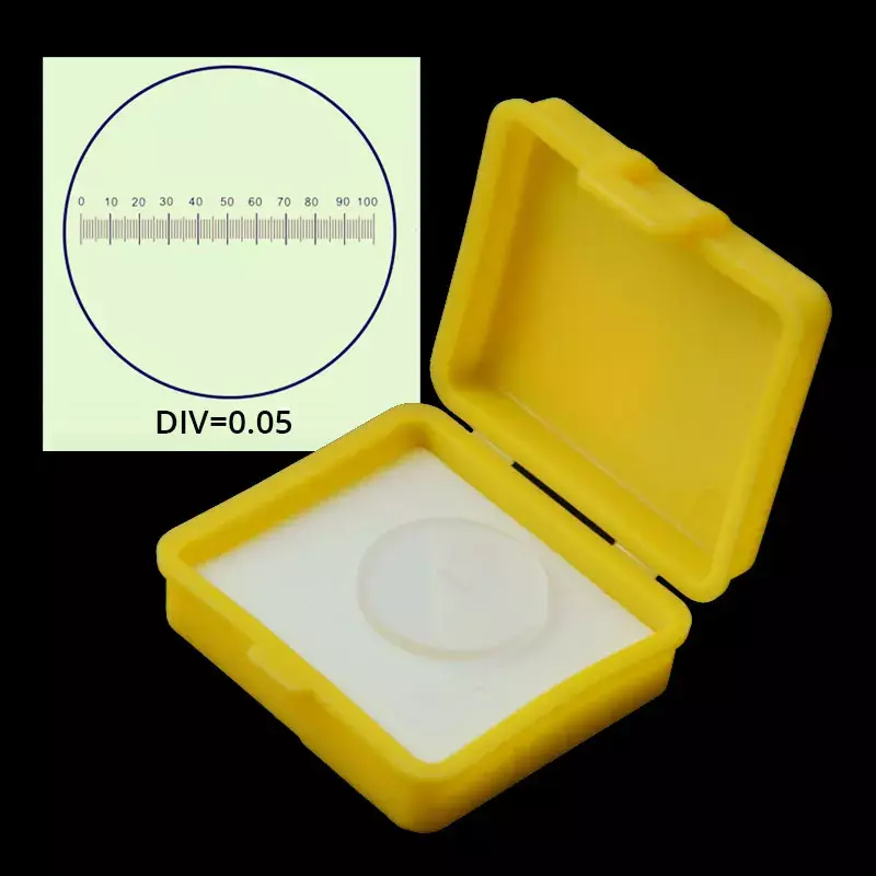 Calibrador Ocular de microscopio, Escala de retícula, regla de alta precisión, DIV = 0,05 D = 19 micrómetro