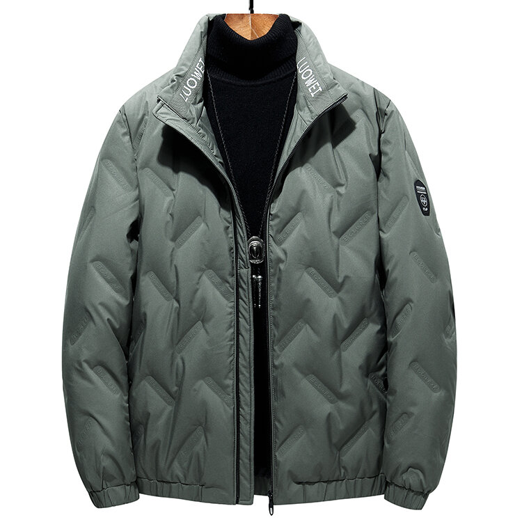 2021冬男性ダウンジャケットコート新カジュアル秋スタンド襟フグ厚い80% 白アヒルパーカー男性の冬ダウンジャケット