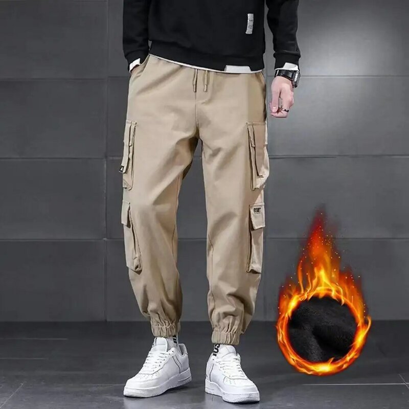 Calças de carga dos homens hip hop harem calças harajuku jogger sweatpant velo forrado carga calças masculinas pantalones hombre