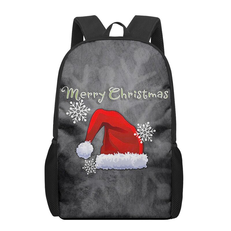 Tas punggung sekolah anak laki-laki perempuan, ransel perjalanan ringan, tas bahu sekolah Gambar Santa Claus, ransel Natal