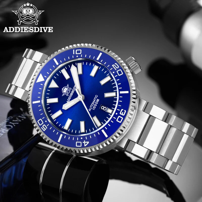 Adpeso Diver jam tangan Diver NH35 NH35, jam tangan pria mekanik safir otomatis baja antikarat BGW9 bercahaya untuk menyelam