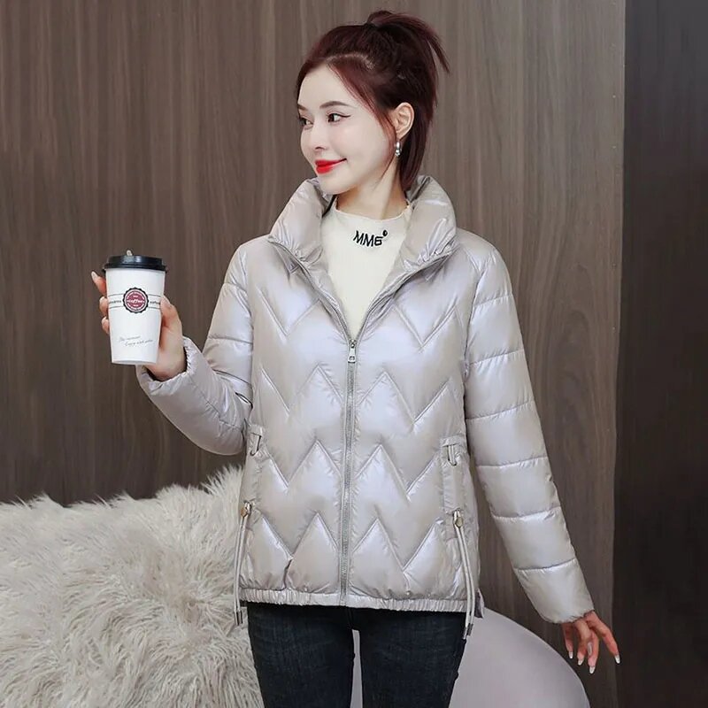 2023 inverno nuovo parka coreano giacche corte in cotone da donna colletto alla coreana femminile Casual addensare caldo capispalla sciolto top da donna