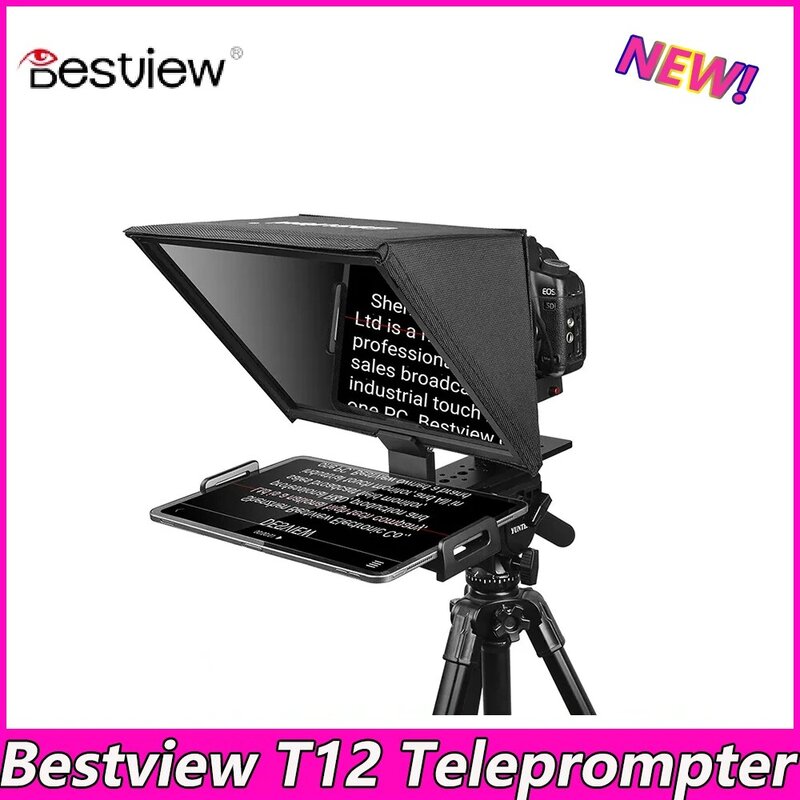Bestview T12S Portable Teleprompter Large Screen DSLR Camera iPad Smartphone Interview Recording Video Speech Live Teleprompter