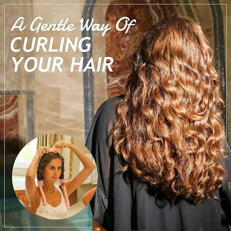 Bez upałów lokówka z jedwabnym curlingiem leniwy lokówka wałki do włosów Soft Wave kobiety narzędzia do stylizacji włosów DIY różowe