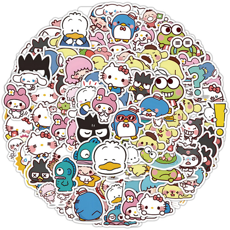 10/30/50/120 шт. смешанные мультяшные наклейки Sanrio милые Hello Kitty Cinnamoroll Kuromi My Melody ноутбук водонепроницаемая наклейка детская игрушка