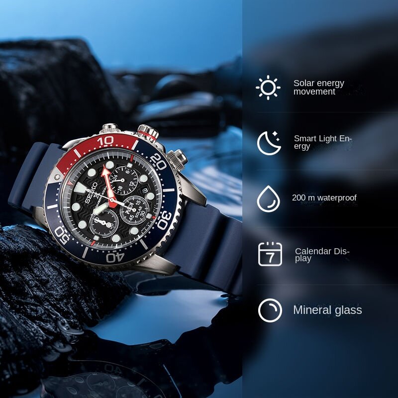 SEIKO-Men's Waterproof Steel Band Watch, Automatic Quartz Wristwatches, Round Rotatable, Sports Series 5, Original, SSC785P1