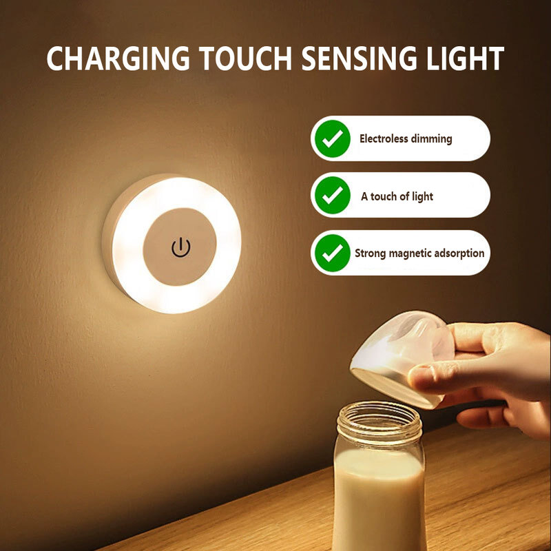 Led Nachtlampje Usb Oplaadbare Touch Licht Met Magnetische Dimbare Baby Kinderkamer Nachtlamp Voor Kast Kast Badkamer Keuken