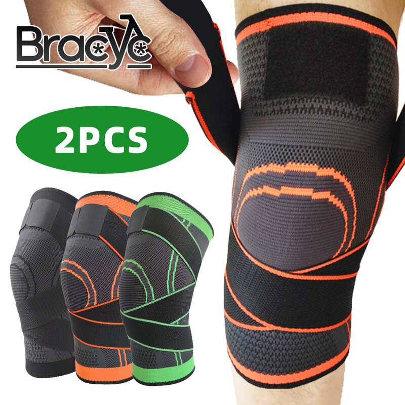 2 buah bantalan lutut olahraga pelindung lutut, deker lutut elastis bertekanan tinggi, pelindung sendi Arthritis medis untuk Fitness basket voli