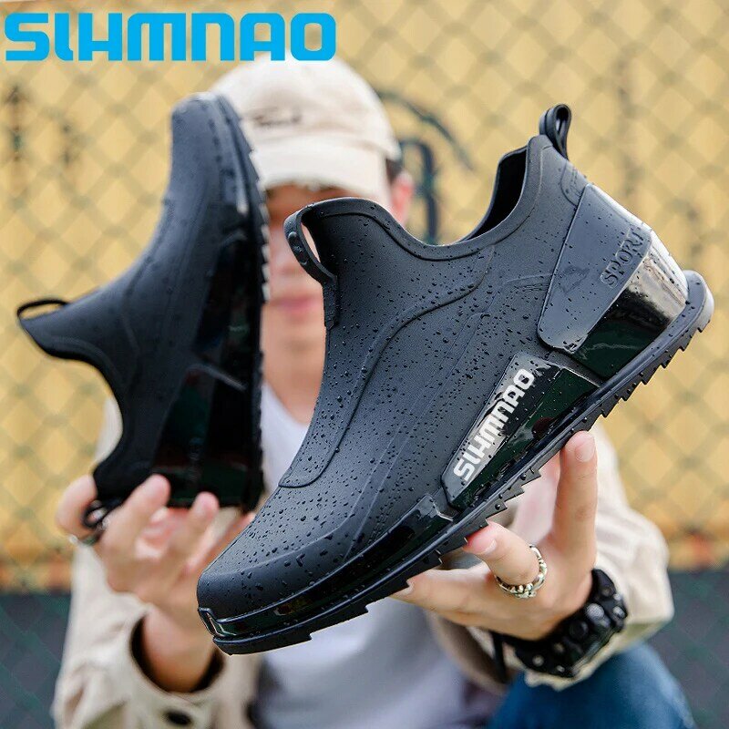 Men's Fishing Rubber Shoes, Outdoor Sports Shoes, Car Washing, Anti Slip Work, Wear-resistant Rubber Rain Boots, Summer
