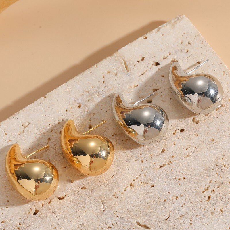 Anting-anting menjuntai berlapis emas, anting-anting Dupes untuk wanita, anting-anting Hoop Metal halus ringan, perhiasan trendi mewah, hadiah pesta