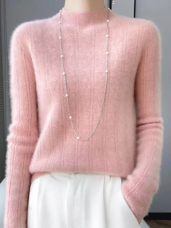Осенне-зимний женский свитер, пуловер с длинным рукавом и ложным воротником, 100% мериносовая шерсть, мягкая Базовая Трикотажная одежда, женская одежда, Топ