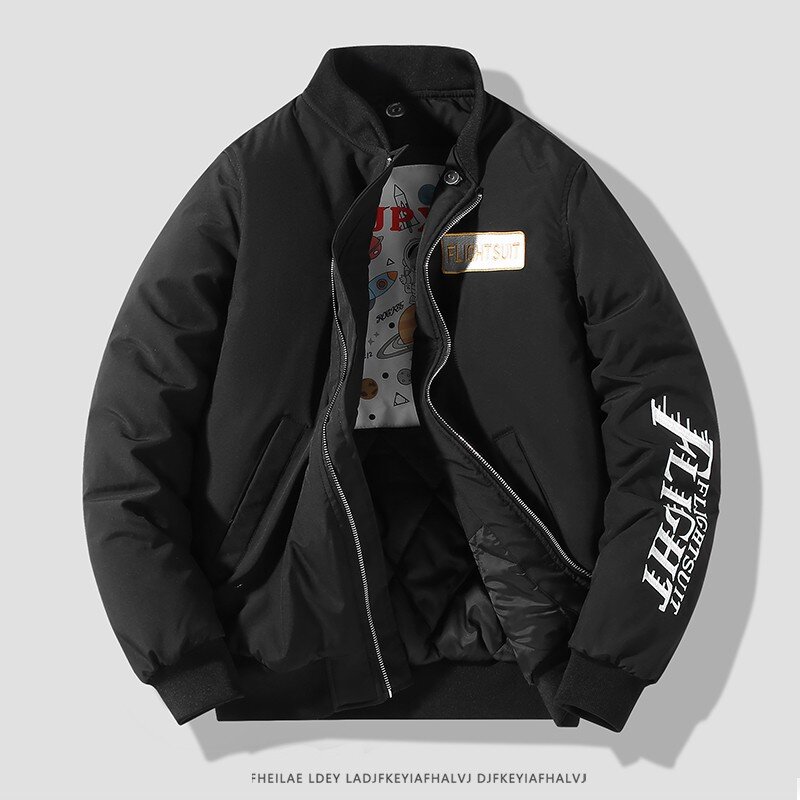 Winter Pilot Jacket Embroidered Letters Hip Hop Baseball uniform Vintage Fashion Street Wear Coat Hooded Vintage Clothes