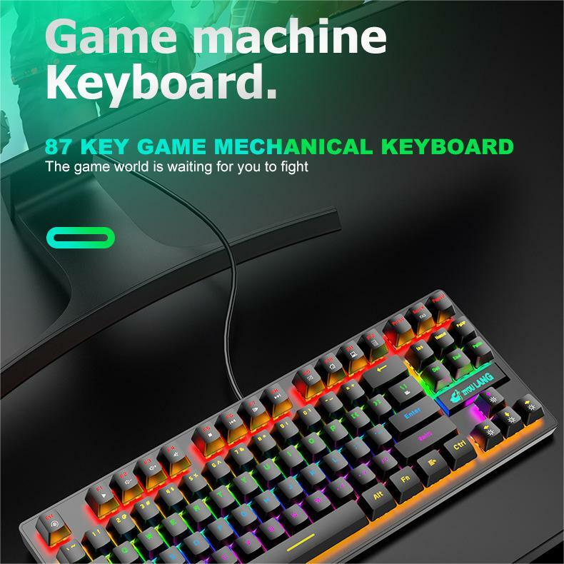 Механическая клавиатура Wolf K2 в стиле панк, игровая офисная игровая клавиатура для ноутбука, 87 клавиш