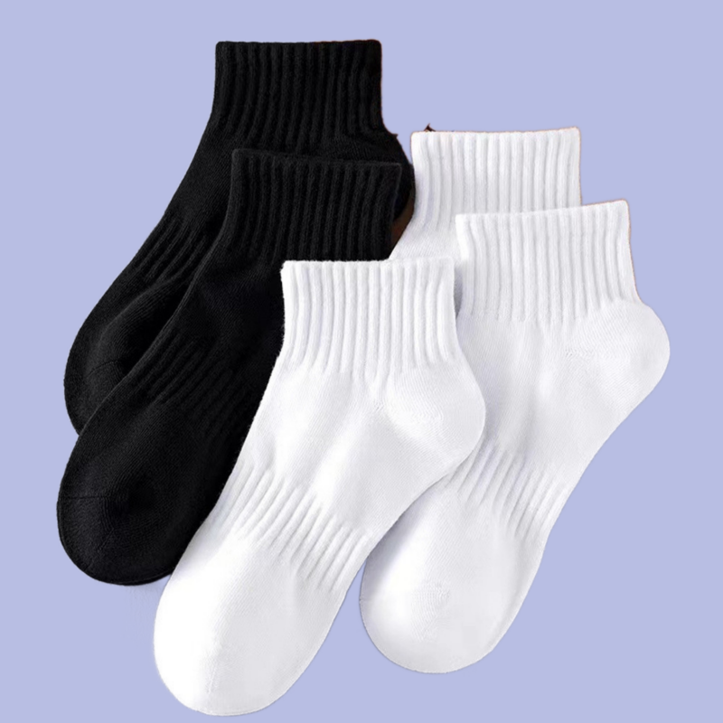 5/10 pasang kaus kaki pendek katun 95% hitam putih klasik kaus kaki tabung rendah tipis musim panas kaus kaki Anti bau Ankel Sox EU 37-42