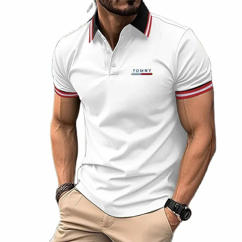 Camiseta de verano para hombre, Polo de manga corta de alta calidad, transpirable, informal de negocios, absorción del sudor