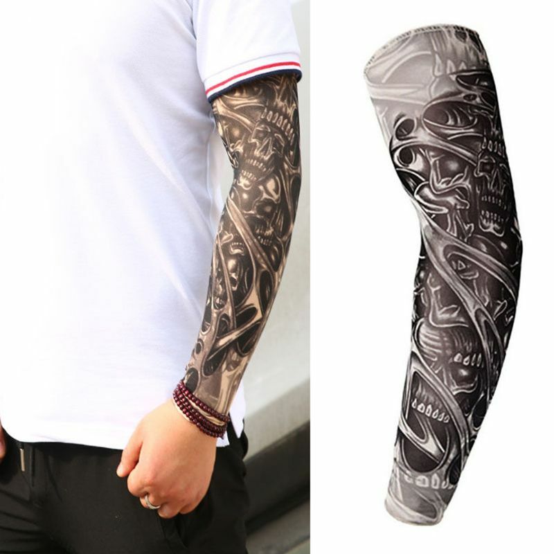 Мужские поддельные татуировки на рукавах, унисекс, вечерние боди-арт, временный солнцезащитный крем S
