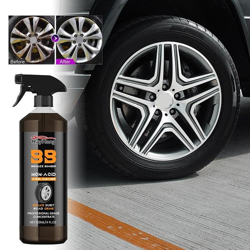 120ml Wheel Cleaner Strong Non Acidic TruckWheel Metal Rust Cleaning Dust Car Removal Detail Spray Remove Kit Auto Chemical U4H7
