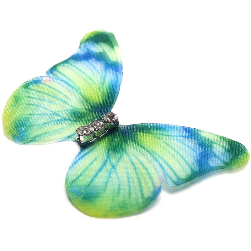 150 Stück Farbverlauf Organza Stoff Schmetterling Applikationen 38mm durchscheinen den Chiffon Schmetterling für Party Dekor