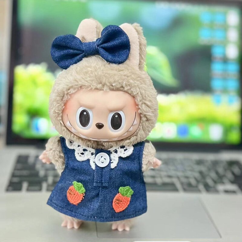 Cute Mini Plush Doll Clothes, 17cm, Outfit Acessórios para Coréia Kpop Exo Labubu Idol Dolls, Sweater Hoodie, DIY Kid's Gift