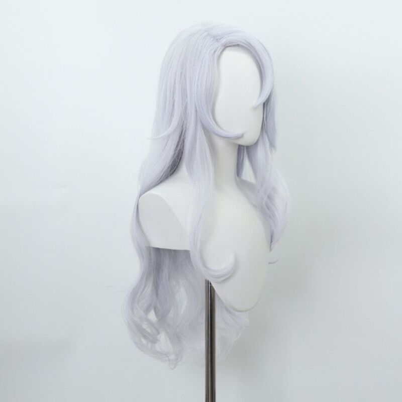 Anime Pruik Lichaam Getransformeerd In Lang Krullend Haar Witte Golvende Cosplay Synthetische Pruiken Haar