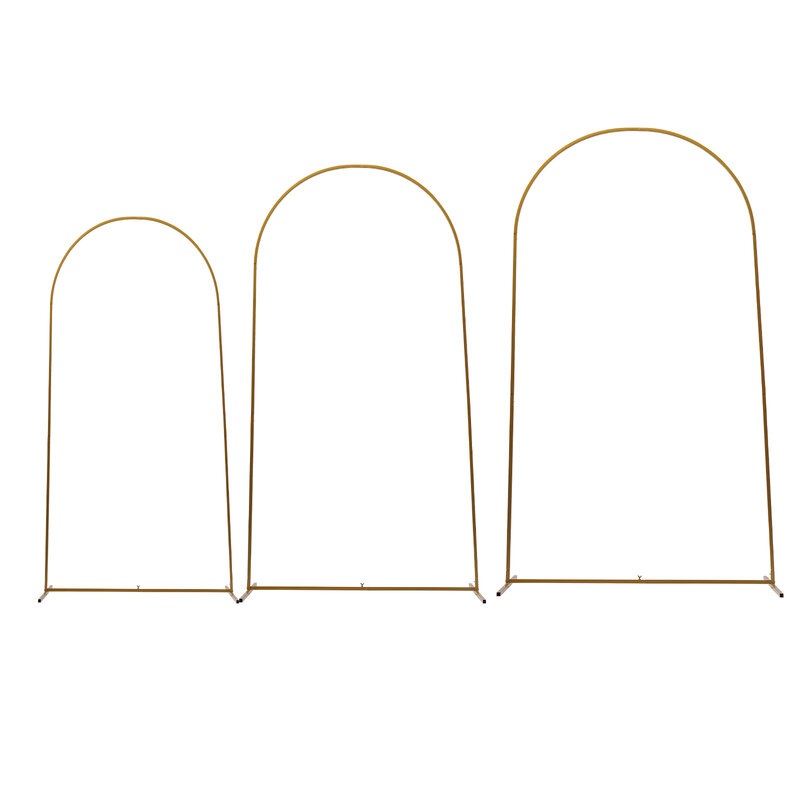 3 Pieces 180/200/220cm Height Wedding Arch Stand Flower Display Gold Rack Backdrop Shelf for Wedding Ceremony Party Decoration