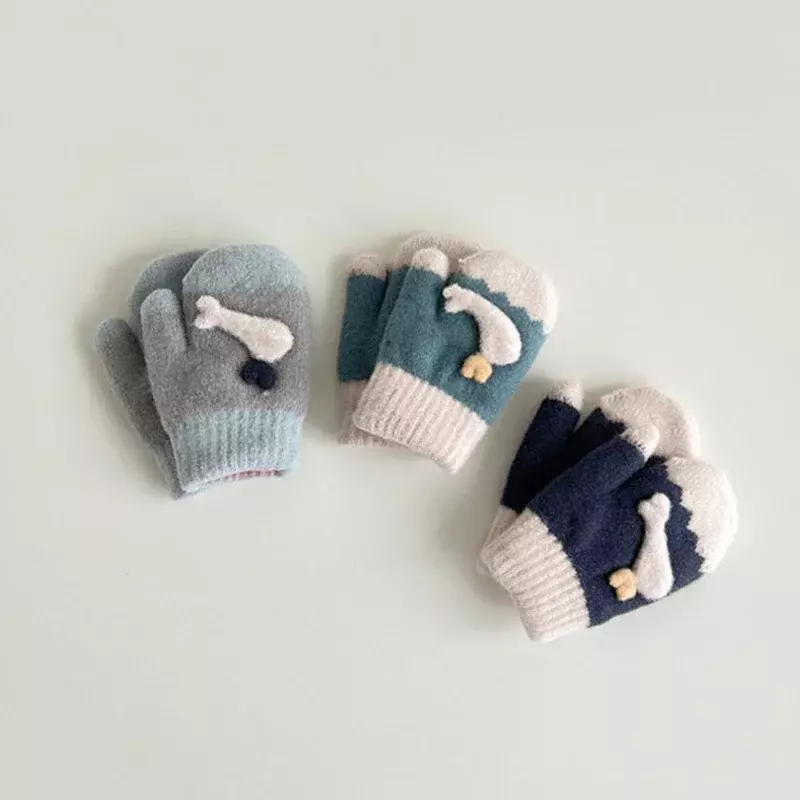 Осенне-зимние плотные плюшевые перчатки, милые детские варежки, детские перчатки с Китом из мультфильма для малышей, мальчиков, девочек, детские теплые перчатки