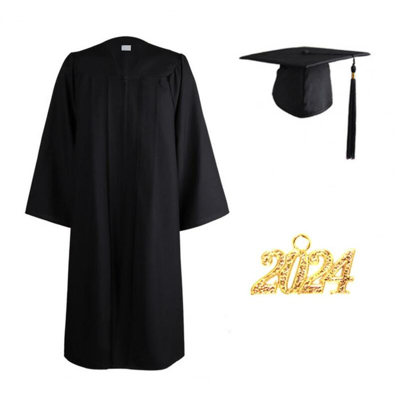 졸업식 유니폼 겉옷 지퍼 클로저, 편안한 2023 대학 졸업 가운 모자 세트, 졸업 가운 세트, 원피스