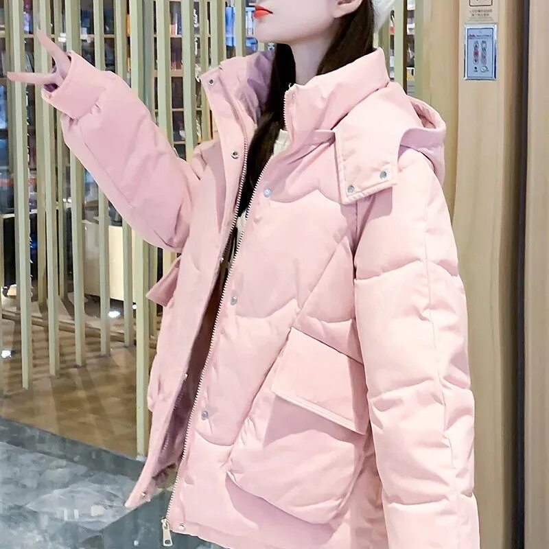 Women's Winter Hooded Parka 2023 New Temperament Versatile Elegant Casual Loose Ladies Coat Fashion Down Cotton Female Outerwear