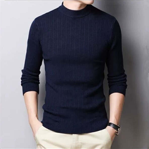 Новинка 2024, мужской свитер MRMT в Корейском стиле в полоску, с длинным рукавом и воротником средней длины, трикотажная нижняя рубашка
