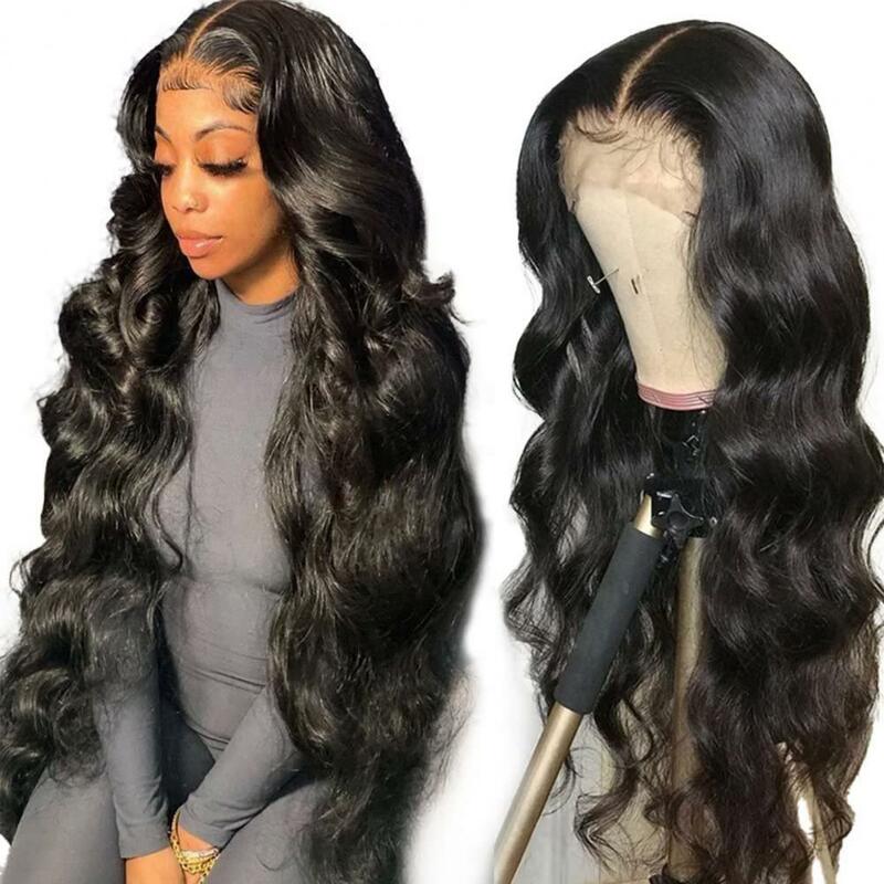 Women Long Curly Wig Middle Part HD Body Wave Lace Front Wig Pre Plucked Brazilian Lace Frontal Wig Human Hair Wigs For Women