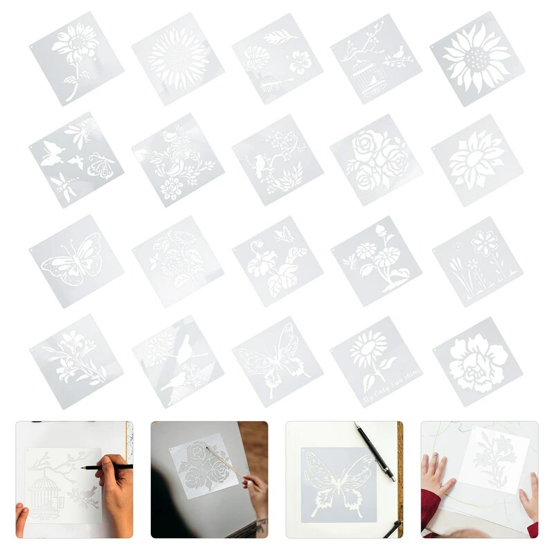 20 pezzi modello pittura incisione bambino farfalle Stencil a tema parete in plastica forniture fai da te