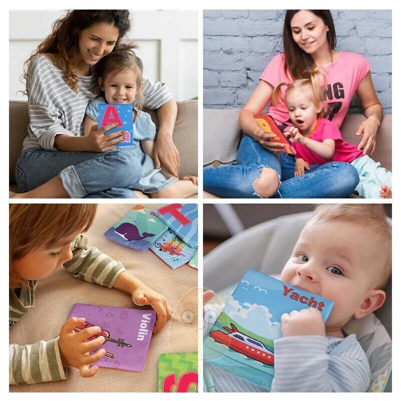 Neueste Karteikarten lernen Sprache Baby Buch Spielzeug 26 Stück weiche Alphabet Karten mit Stoffbeutel Babys Englisch Lese bücher