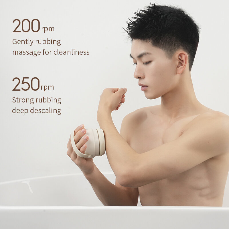 DOCO-cepillo eléctrico de ducha, depurador corporal, masaje exfoliante, impermeable, inalámbrico, recargable, Cepillo giratorio para limpieza de la piel