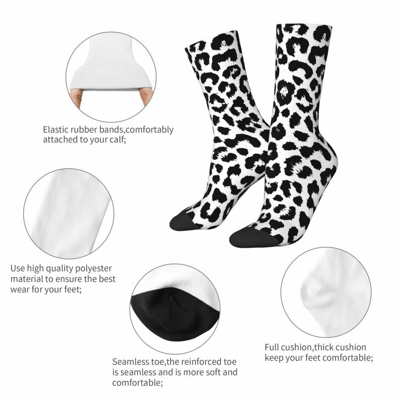 Calcetines con estampado de leopardo para hombre y mujer, medias con estampado de gato grande para ciclismo, primavera, verano, Otoño e Invierno