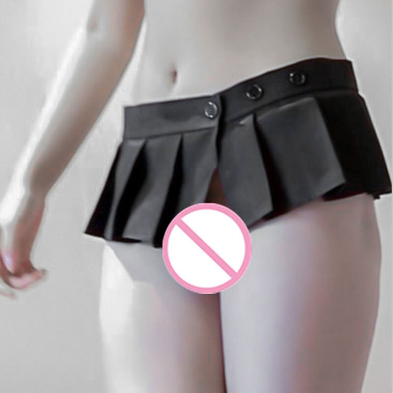 Black Ultra Short Skirt Pleated Skirt With Leaky Buttocks Sexy Low-Waisted Jk Skirts Pornographic Sailor Dress Cosplay Clothes