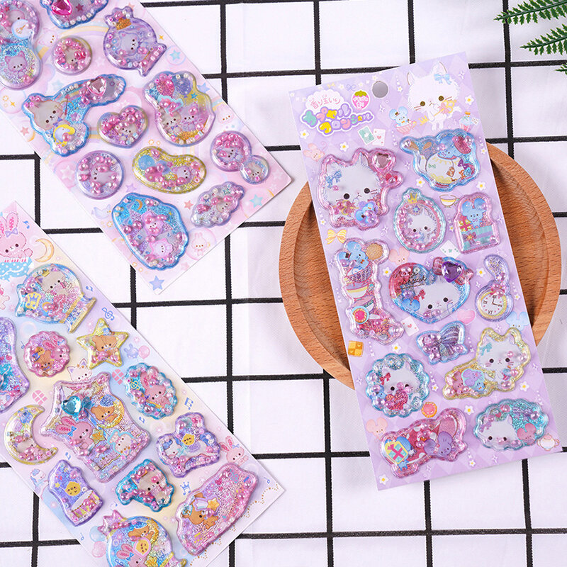 Pegatinas de conejo de dibujos animados Kawaii, 1 piezas, pegatina 3D fragante, calcomanía de conejo lindo, diario, álbum de recortes, papelería