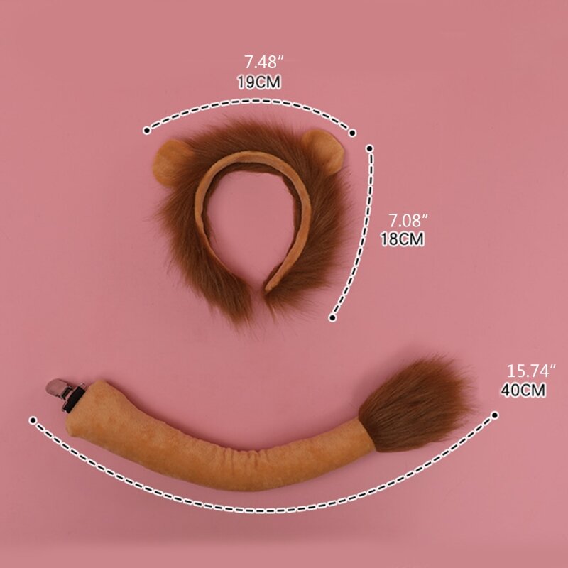 Cosplay – coiffure en fourrure, queue, oreilles Lion, bandeau, longue fourrure, accessoire pour N7YD