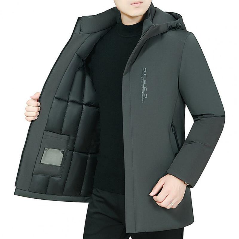 Ветровка мужская с хлопковой подкладкой, удобная утепленная куртка средней длины, Повседневная офисная куртка с длинным рукавом